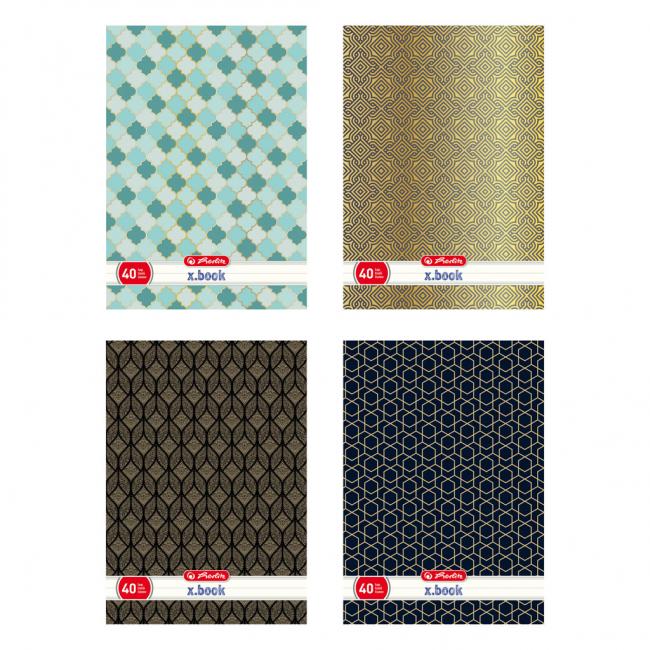 Herlitz notebook A4, 40 sheets, lined, with partial varnish, 3D UV Art deco, mix of motifs