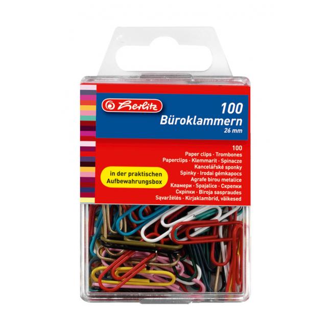 File clips Herlitz 26mm 100 pcs colored