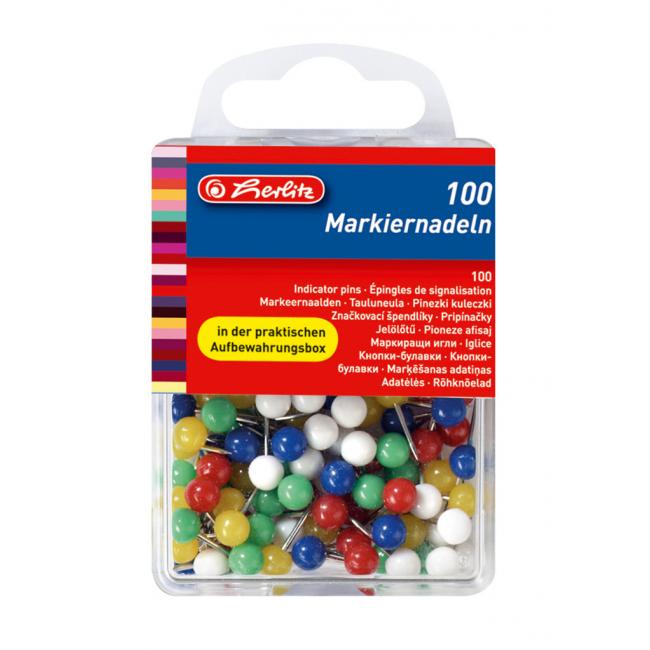 Herlitz pins, mix of colors, 100 pcs