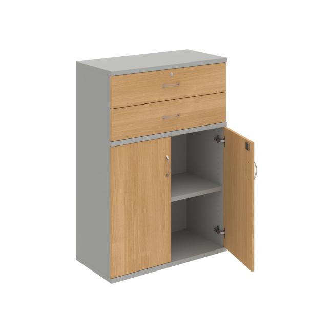 Strong shelf cabinet, lock, 80x115.2x40 cm, oak/grey